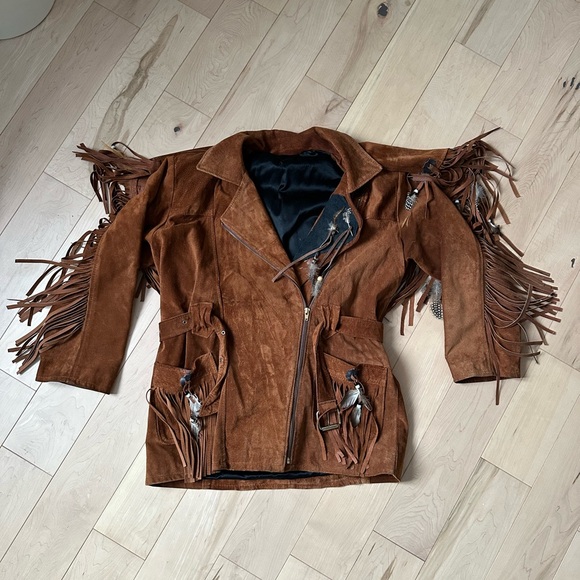 Vintage Jackets & Blazers - Suede Fringe Leather Jacket